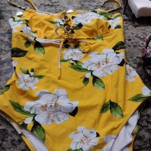 Yellow floral cute bathing suit